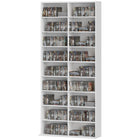 HOMCOM Double Media Cabinet, 9-Tier DVD Shelf with 18 Compartments - White-easy to fit in small spots