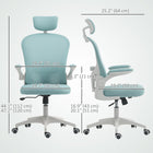 Vinsetto Mesh Office Chair with Headrest and 4D Lumbar Support - Light Green-The headrest can move up or down, and rotate