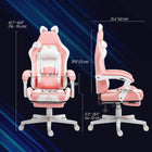 HOMCOM Reclining Faux Leather Gaming Chair with Footrest, Lumbar Support and Headrest - Pink-Retractable footrest for propping your feet up while reclining
