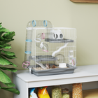 PawHut 3-Tier Portable Gerbil Cage with Tunnel - Grey-DIY tunnel system extends your hamster cage for an engaging play space  
