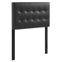 Modway Emily Upholstered Vinyl Twin Headboard - Black-Elegantly tufted button headboard