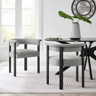 Modway Imogen Fabric Upholstered Barrel Dining Chairs - Heathered Weave Grey/Black - 2 Pack-Fabric Upholstery