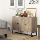 HOMCOM Modern 42.5" L Sideboard - Oak-Magnetic doors ensure secure closure and easy access
