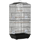 PawHut 36" H Bird Cage with 2 Doors and 4 Feeders - Black-Bird enclosure with ample space for small birds such as finches and budgies 