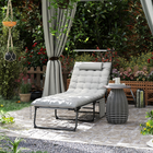 Outsunny Folding Tanning Chair - Sun Lounger with Canopy - Light Grey-Texteline fabric chairs enhance breathability and comfort