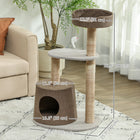 PawHut Scratching Post Climbing Cat Tree - Brown-Comes with three levels with different functions 