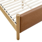 Modway Maven Full Size Vegan Leather Upholstered Platform Bed - Tan Oak-Weight Capacity: 794 lb