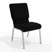 Flash Furniture HERCULES 18.5"W Stacking Church Chair in Black Fabric - Silver Vein Frame-Multipurpose Church Chair