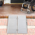 HOMCOM 3' Compact and Portable Folding Wheelchair Ramp Aluminum - Silver-Skidproof ribbed surface to prevent sliding in any weather 