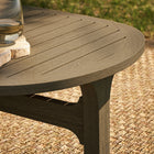 Modway Saratoga Oval Outdoor Patio Teak Wood Coffee Table - Weathered Grey-Non-Marking Floor Glides