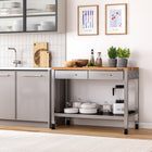 Seville Classics - Work Center Island Table - 48" L x 24" W x 36" H - Stainless Steel -Four 3" heavy-duty wheels (2 locking)