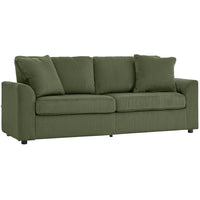 HOMCOM 3 Seater Upholstered Sofa Couch for Bedroom - Green-Spring pack and high-density sponge ensure lasting seat comfort