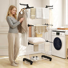 HOMCOM 4-Tier Foldable Steel Laundry Rack with 4 Castors - Black-4 universal wheels with brakes for easy movement and safe standing 
