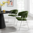 Modway Nella Upholstered Performance Velvet Dining Chair - Moss Green/Silver - 2 Pack-Tapered Metal Legs