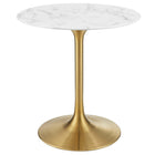 Modway Lippa 28" Round Faux Marble Dining Table - Gold White-Modern Dining Table