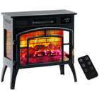 HOMCOM 1500W Infrared Electric Fireplace Heater for Indoor Use - Black-Three-sided glass, brick-style back panel, colourful and realistic 3D flame effect enhances the traditional fireplace aesthetic 