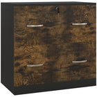 Vinsetto 2-Drawer Lateral Filing Cabinet with Lock - Rustic Brown-2-drawer file cabinet accommodates hanging letter size files