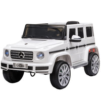 Aosom 12V Mercedes-Benz G500 Kids Electric Ride-On Car - White-Realistic look of car, horn, music, bright headlights, stream line design and 2 openable car doors 