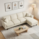 HOMCOM Changeable Sectional Sofa with Chaise Lounge - Cream White-Chaise lounge can be placed on either the right or left side to accommodate the room's layout