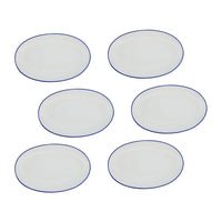 Casa Domani Café Oval Plate - 24 x 15cm - Blue - 6 Pack-Made of Porcelain