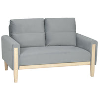 HOMCOM 53" Loveseat Sofa with Solid Wood Legs - Grey-Thick high-density cushions with pocket springs deliver cloud-like comfort