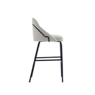 Manhattan Comfort Gracie 22" Modern Leatherette Upholstered Barstool - Stone and Black - 2 Pack-Seat Height: 29.1 in