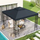 Outsunny 10' L x 10' W Square 2-Tier Gazebo Canopy Replacement Top Cover - Charcoal Grey-180g/㎡ polyester cloth with PA coating