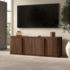 Hudson&Canal Vance Rectangular TV Stand for TV's up to 78" - Satin Walnut-Clean with a soft, dry cloth and no harsh chemicals or abrasive cleaning materials