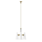 Modway Beacon 3-Light Pendant Light - Opal/Satin Brass-Height-Adjustable Hanging Rods