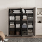 Manhattan Comfort Cornelia 59.22" 2-Piece Modern 14-Shelf Storage Closet - Grey-90° Open Door Style with European Soft Close Door Hinge
