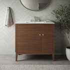 Modway Ledger 36" Wood Bathroom Vanity Cabinet - Walnut-Soft-close Hinges