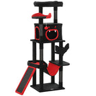 PawHut 60" Tall Gothic Cat Tree Tower with Coffin Bed - Black-Features a unique gothic style, making it a striking home decoration 
