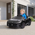 Qaba 12V Maserati Gran Turismo Licensed Electric Car for Kids - Black-Dual 12V motors provide safe, stable speeds for kids 