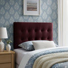 Modway Emily Stain-Resistant Performance Velvet Twin Size Headboard - Mulberry-Wood Blend Frame