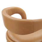 Modway Pinnacle Vegan Leather Counter Stool - Tan Silver - Set of 2-9