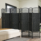 HOMCOM 8 Panel Wave Fiber Freestanding Room Divider for Home Office - Black-The solid wood frame ensures durability
