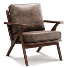 Ebello Joichiro 29.5" Wide Solid Wood Frame Upholstered Mid Century Modern Retro Armchair Accent Chair - Dark brown-Solid rubberwood frame provides a stable and supportive foundation