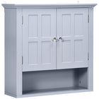 HOMCOM Bathroom Wall Cabinet with Adjustable Shelf and 2 Doors for Hallway, Living Room - Gray-Elegant design, ideal for kitchen, bathroom, bedroom and etc