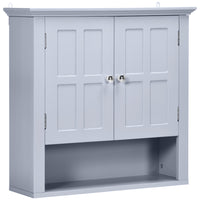 HOMCOM Bathroom Wall Cabinet with Adjustable Shelf and 2 Doors for Hallway, Living Room - Gray-Elegant design, ideal for kitchen, bathroom, bedroom and etc