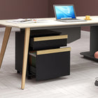 Vinsetto 2-Drawer Letter/A4 Filing Cabinet with 5 Wheels - Black Wood Grain-Metal hanging bars to hold letters and legal-sized files
