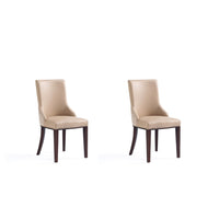 Manhattan Comfort Shubert 19.25" Modern Faux Leather and Velvet Upholstered Dining Chairs - Tan - Set of 2-Modern Dining Chair for Dining Room and Task Use. Set of 2