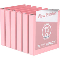 Davis Group Economy 1.5" 3-Ring View Binders - Blush - 6 Pack-Durable 3-Ring View Binder
