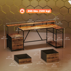 HOMCOM 76" Reversible Gaming Desk with RGB Lights and USB Ports - Rustic Brown-RGB light creates an immersive gaming atmosphere