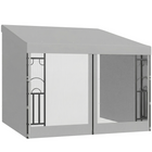 Outsunny 10 ft W x 10 ft L Wall Mounted Pergola Gazebo with Curtains and Nettings - Light Grey-Mounted to the wall, bring the indoors out