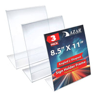 Azar Desktop/Countertop Rear Loading Plastic Document Holder - Clear - 3 Pack-Sold in Packs of 3