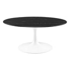 Modway Lippa 36" Round Faux Marble Coffee Table - White Black-Modern Coffee Table