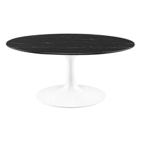 Modway Lippa 36" Round Faux Marble Coffee Table - White Black-Modern Coffee Table