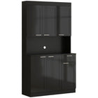 HOMCOM 71" H Kitchen Pantry Cabinet with Adjustable Shelf and Drawer - High Gloss Black-A drawer with smooth metal glides allows you to store napkins and cutlery with ease 