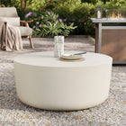 Modway Brion Round Indoor/Outdoor Patio Concrete Coffee Table - White-Smooth Modern Finish