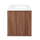 Modway Transmit 36" Wall-Mount Bathroom Vanity - Walnut/White-Dual Soft-Close Doors